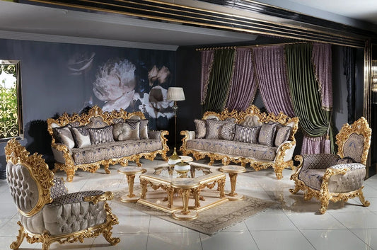 Bluegrey color royal sofa set and table