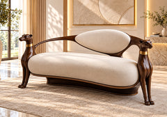 Grandeur Curve Solid Teak Wood Single 2-Seater Sofa
