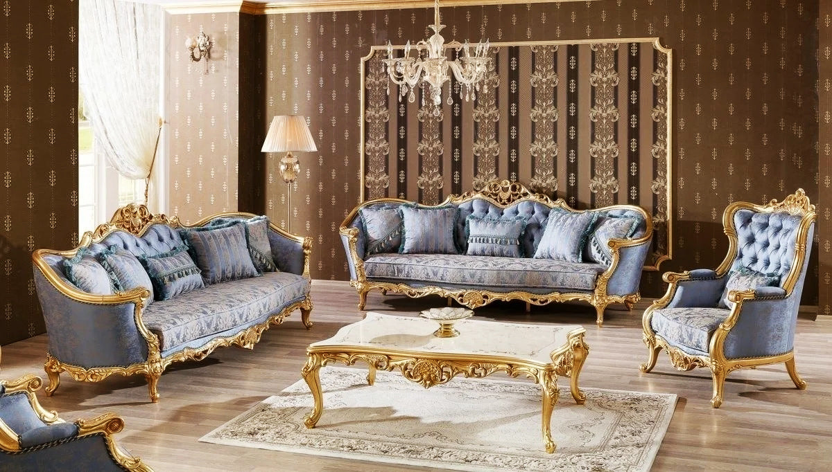 Blue color luxury sofa set