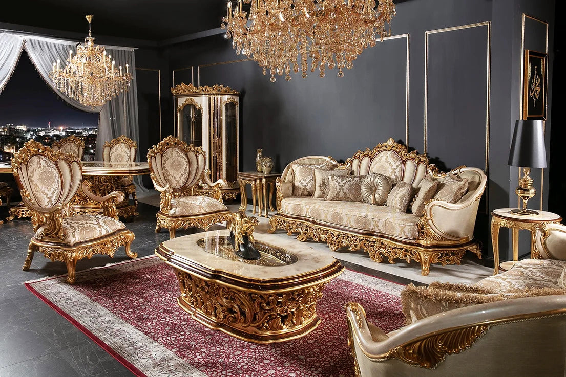 Luxury and royal look cream color sofa set