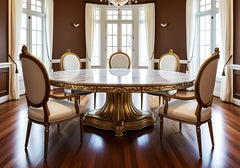 Imperial Opulence Handcrafted Round Dining Table Set