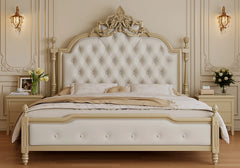 European Slim Design Wooden Hand Carved Premium Bed