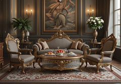 Antique Design Majestic Heirloom Wooden High-Carved Sofa Set