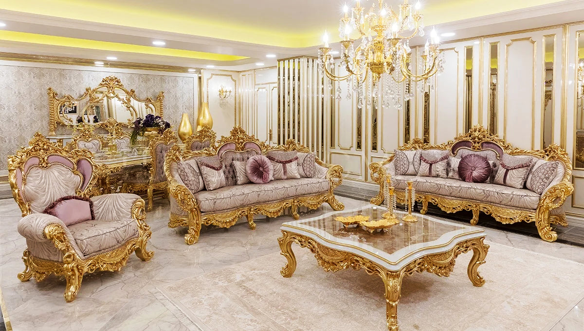 Royal look golden sofa set and table