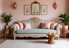 Aesthetic Design Solid Teak Wood Hand Crafted 3 Seater Single Sofa