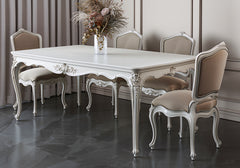 Ivory Serenity Wooden Hand Carved Solid Teak Dining Table Set