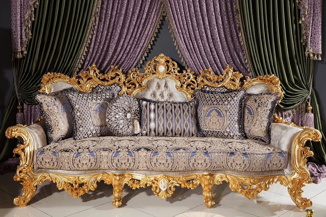 Luxury blue-grey color 3 seater sofa