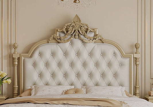 European Slim Design Wooden Hand Carved Premium Bed