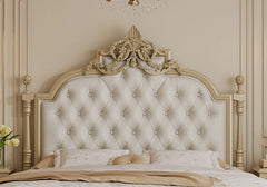 European Slim Design Wooden Hand Carved Premium Bed