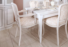 Pearl Mist Solid Teak Hand Carved Dining Table Set