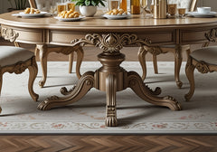 Imperial Crest Wooden Handcrafted Round Dining Table Set