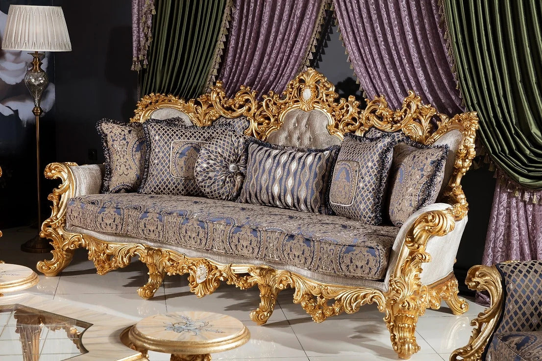 Golden color wooden carving sofa