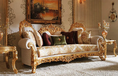 golden color handmade 3 seater sofa