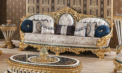 royal and deep carving golden sofa and corner table