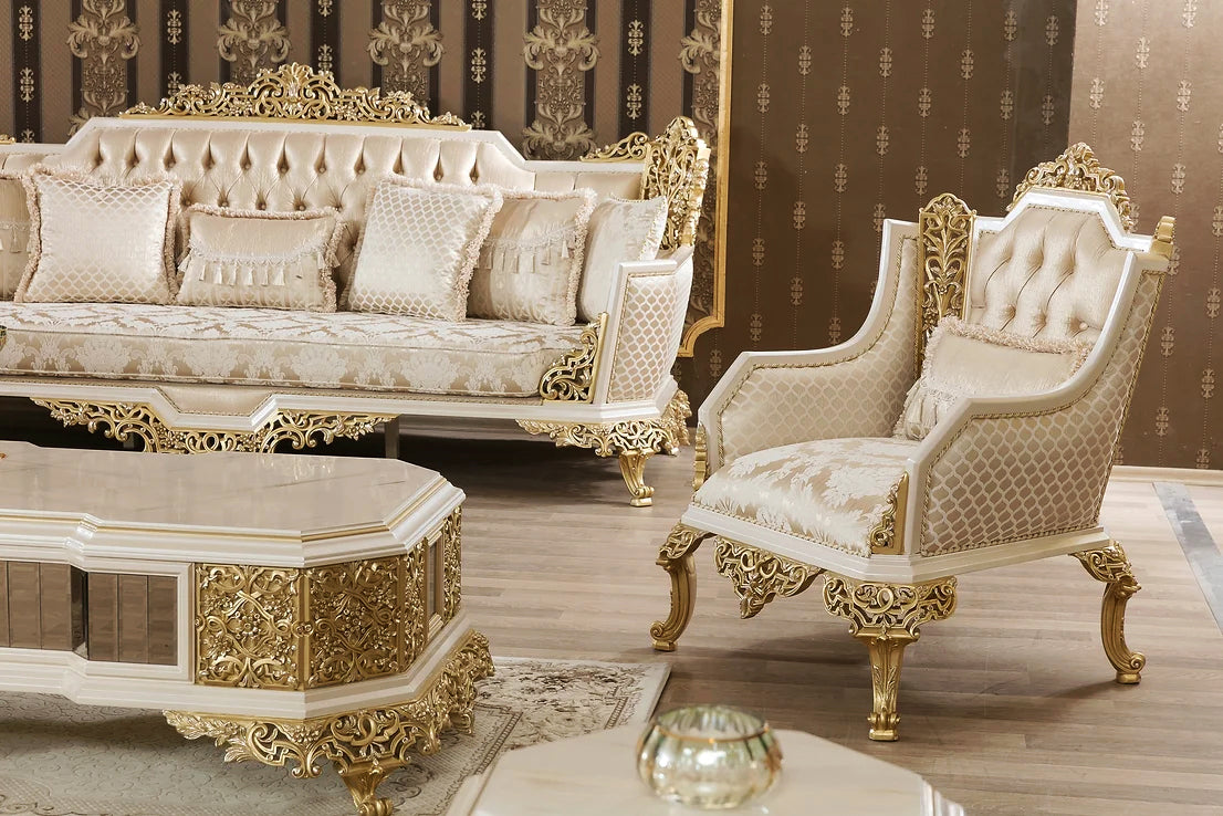 golden-white color arm chair