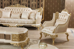golden-white color arm chair