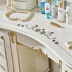 Luxury Modern European Style Teak Wood Carving Dressing Table