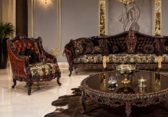 Imperial Grandeur Antique Carved Solid Teak Wood Sofa Set