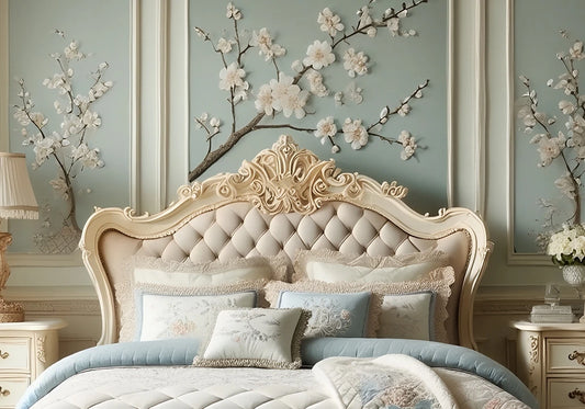 European Modern Design Wooden Hand Carved Luxury Bed