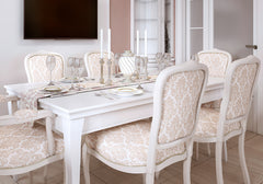 Pearl Mist Solid Teak Hand Carved Dining Table Set