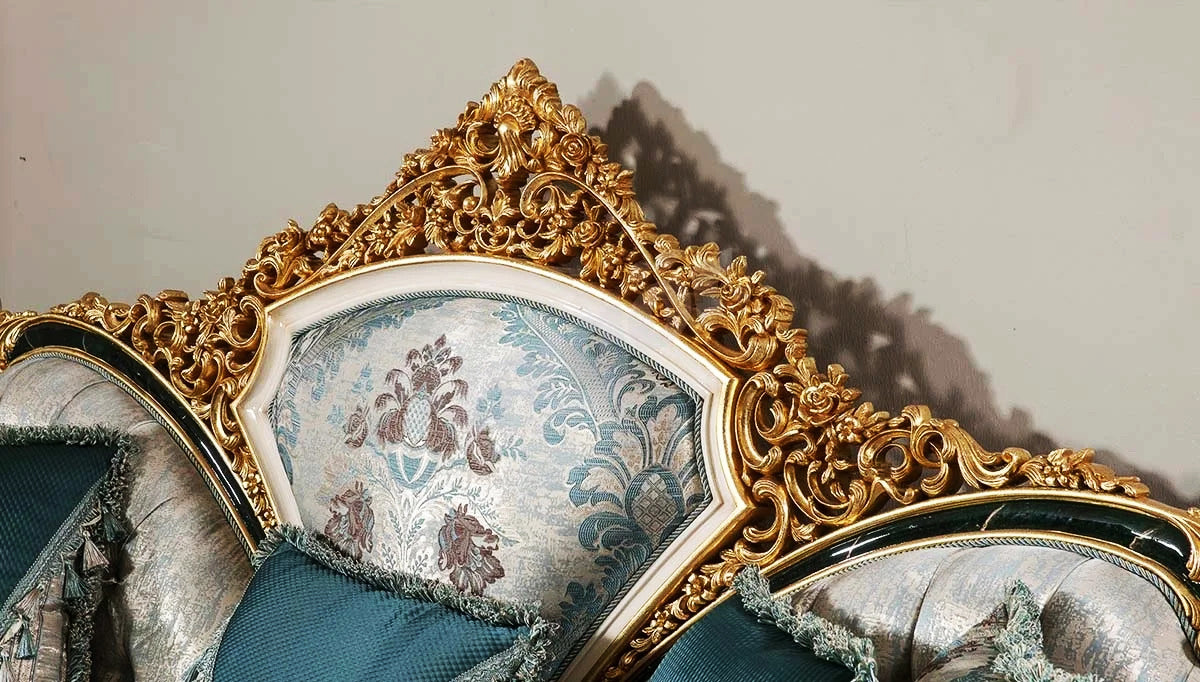 deep carving on the top of sofa