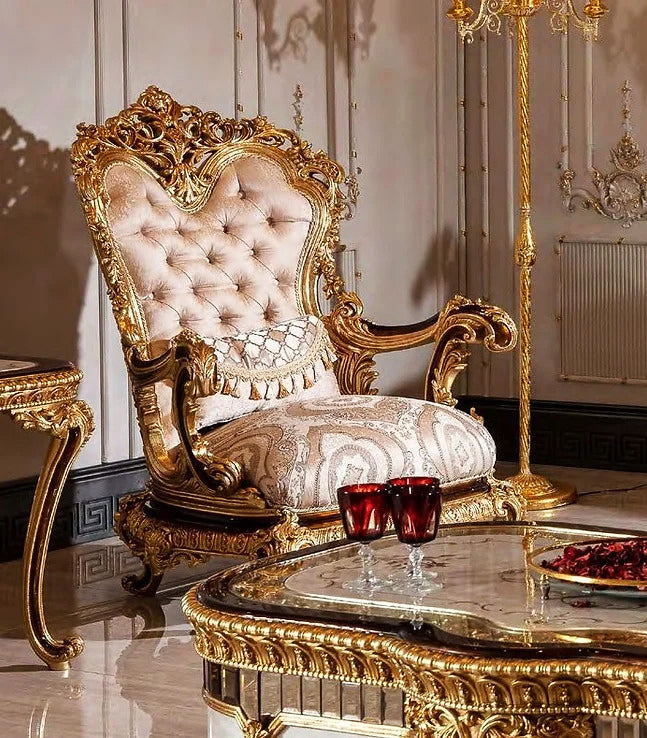 Beautiful golden carving sofa chair