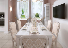 Pearl Mist Solid Teak Hand Carved Dining Table Set