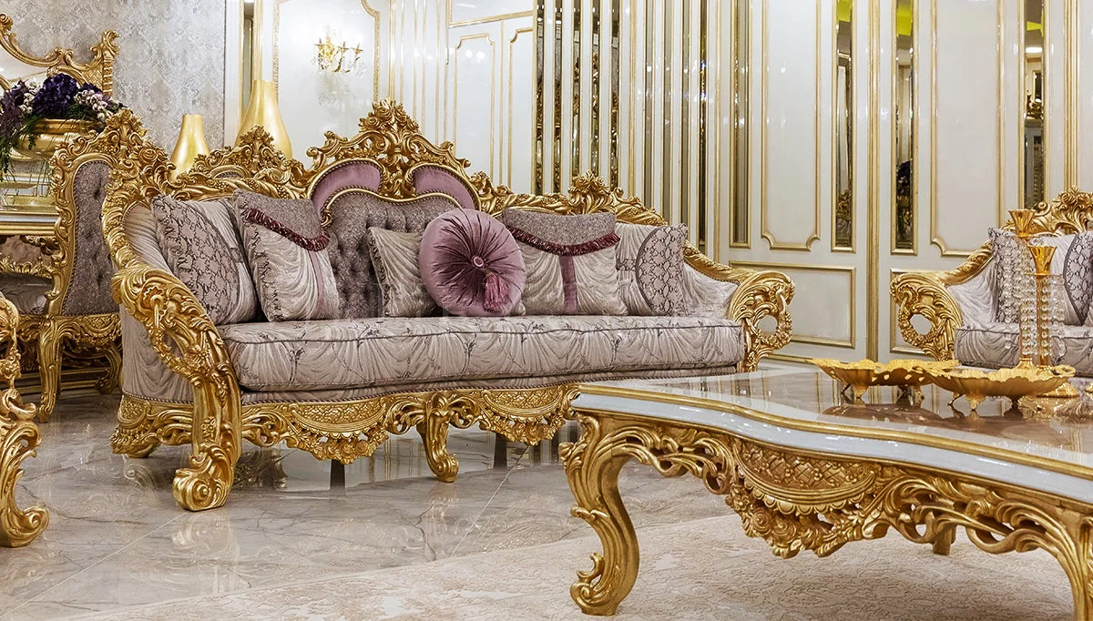 heavy and deep carving on 3 Seater Sofa