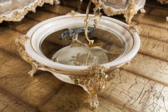 Turquoise color antique circular center table