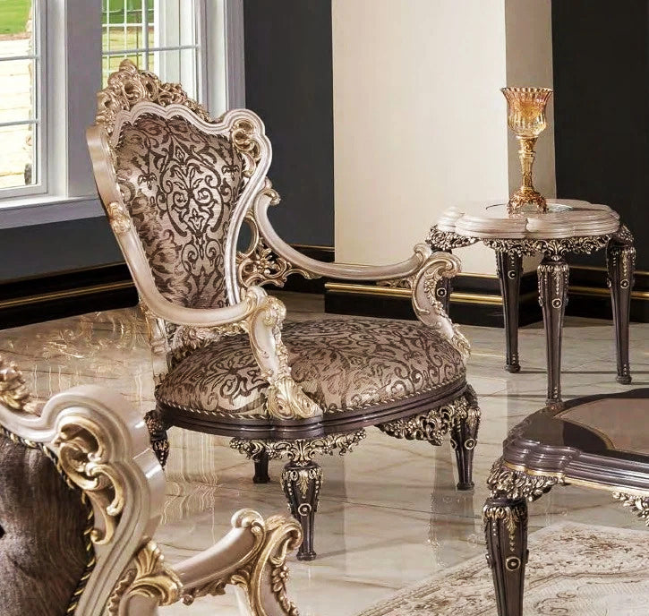 handcrafted wooden arm chair and corner table