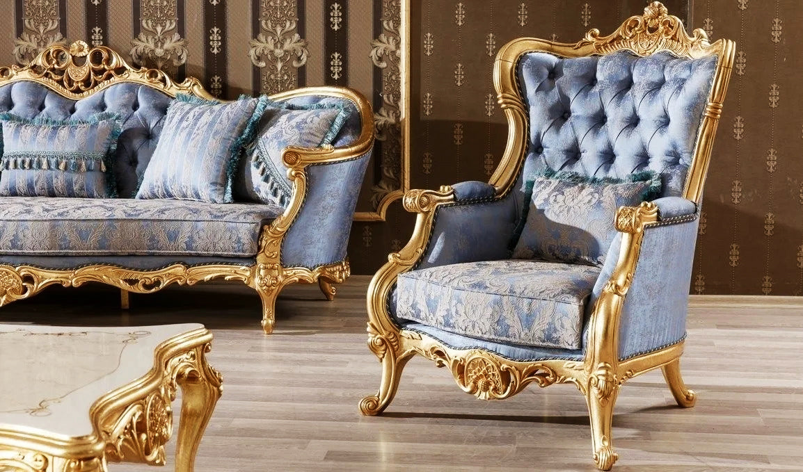 blue color sofa chair