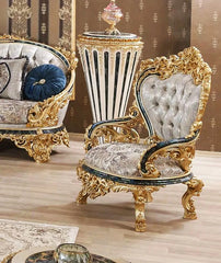 ultra royal style deep carving goden color arm chair