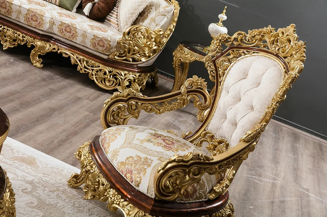 golden color handmade arm chair