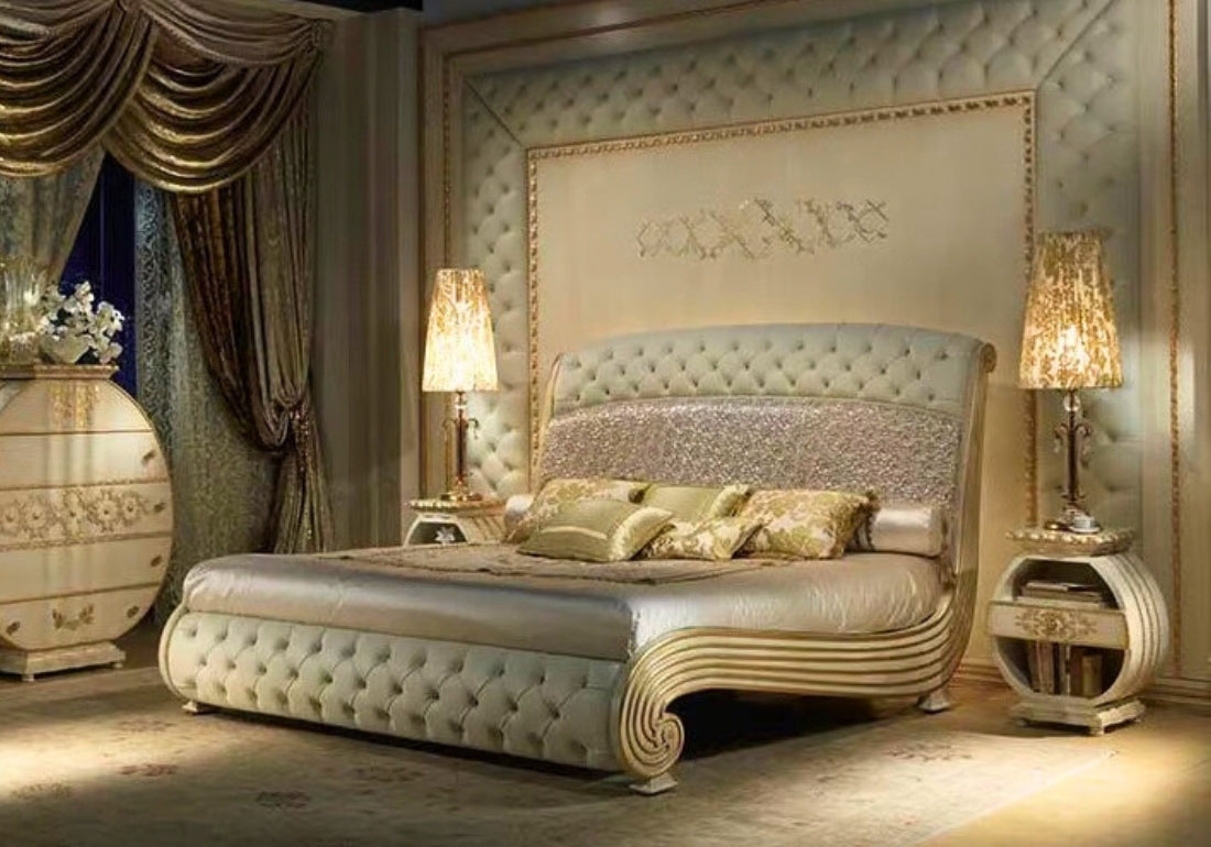 Unique Curved Hand Crafted Teak Wood Bed