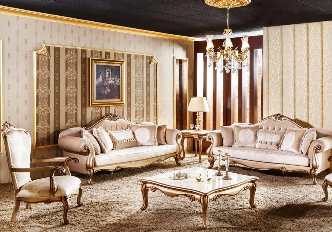 Bronze color sofa set with center table