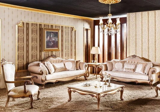 Bronze color sofa set with center table