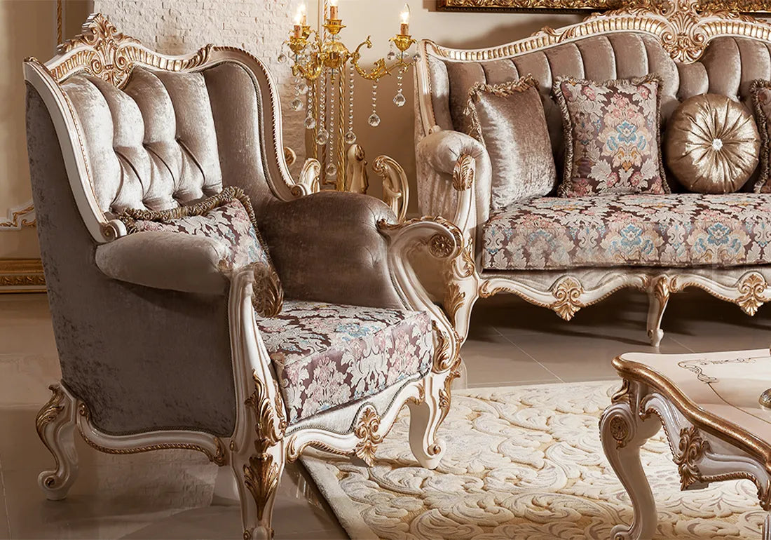 heavy carving golden arm chair