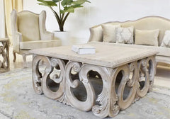 heavy Carving White Color Center Table