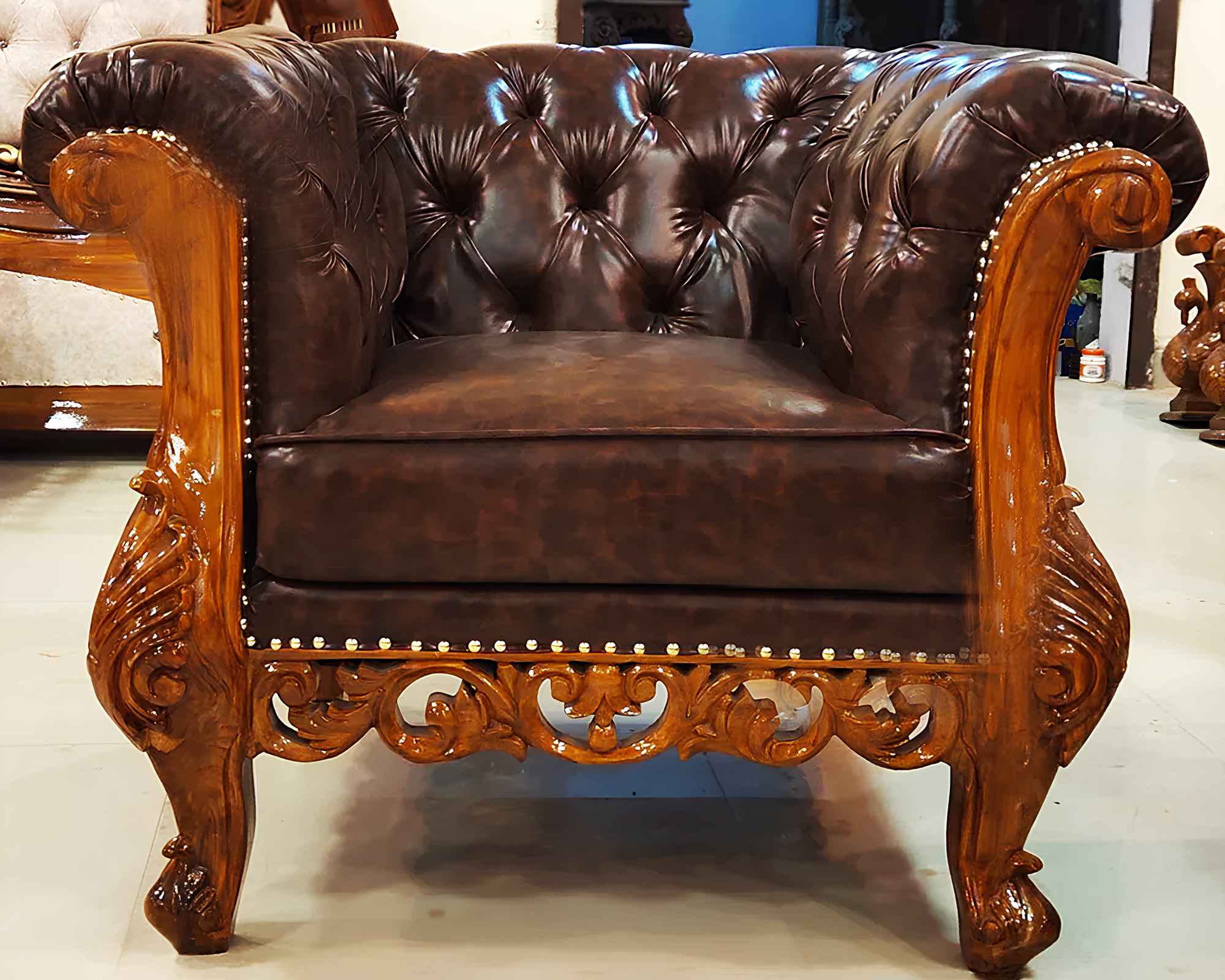 royal wooden carving arm chair