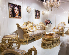 luxurious wooden sofa set