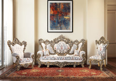 Luxury Elegance Heavy Wooden Handcrafted Carving Sofa Set