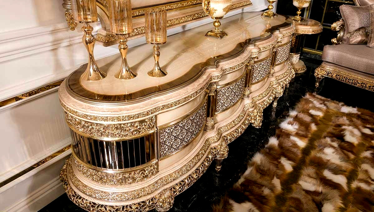 European Style Teak Wood TV Unit