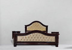 Teak wood Walnut Finish Bed Set