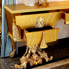 Luxury Classic Hand Carving Solid Teak Wood Dressing Table