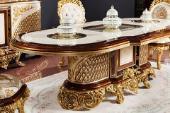 Luxury Classic European Style Carving Dining Table Set