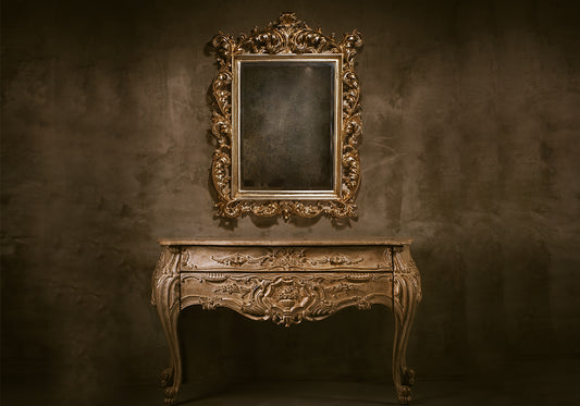 Heritage Elegance Solid Teak Console With Mirror