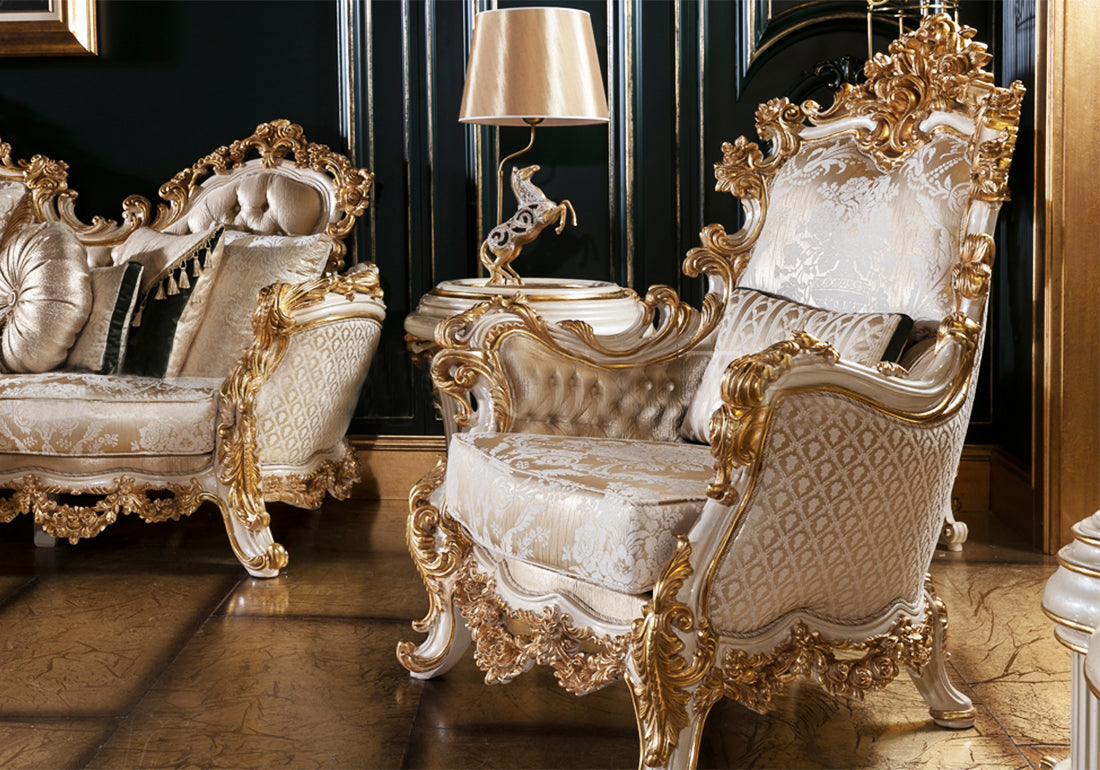 wooden golden carving sofa chair