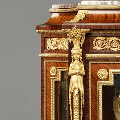 Louis XVI wooden handmade carving on vitrine