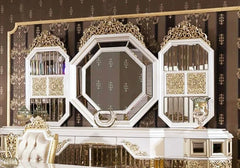 beautiful golden color carving on console table