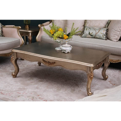 silver color wooden center table